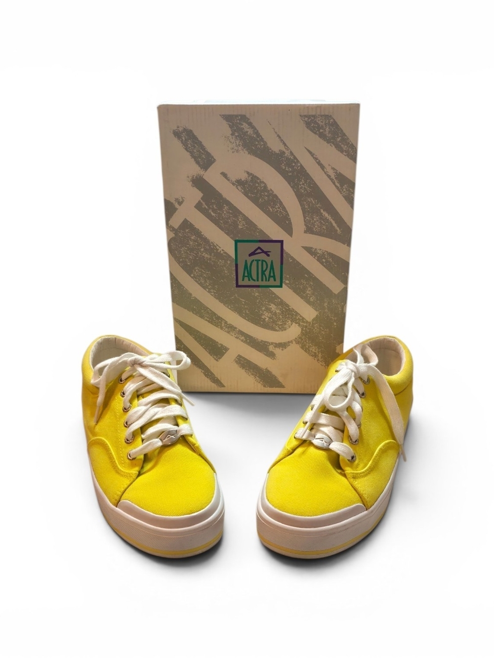 Actra Bright Yellow Kids Canvas Sneakers with White Laces